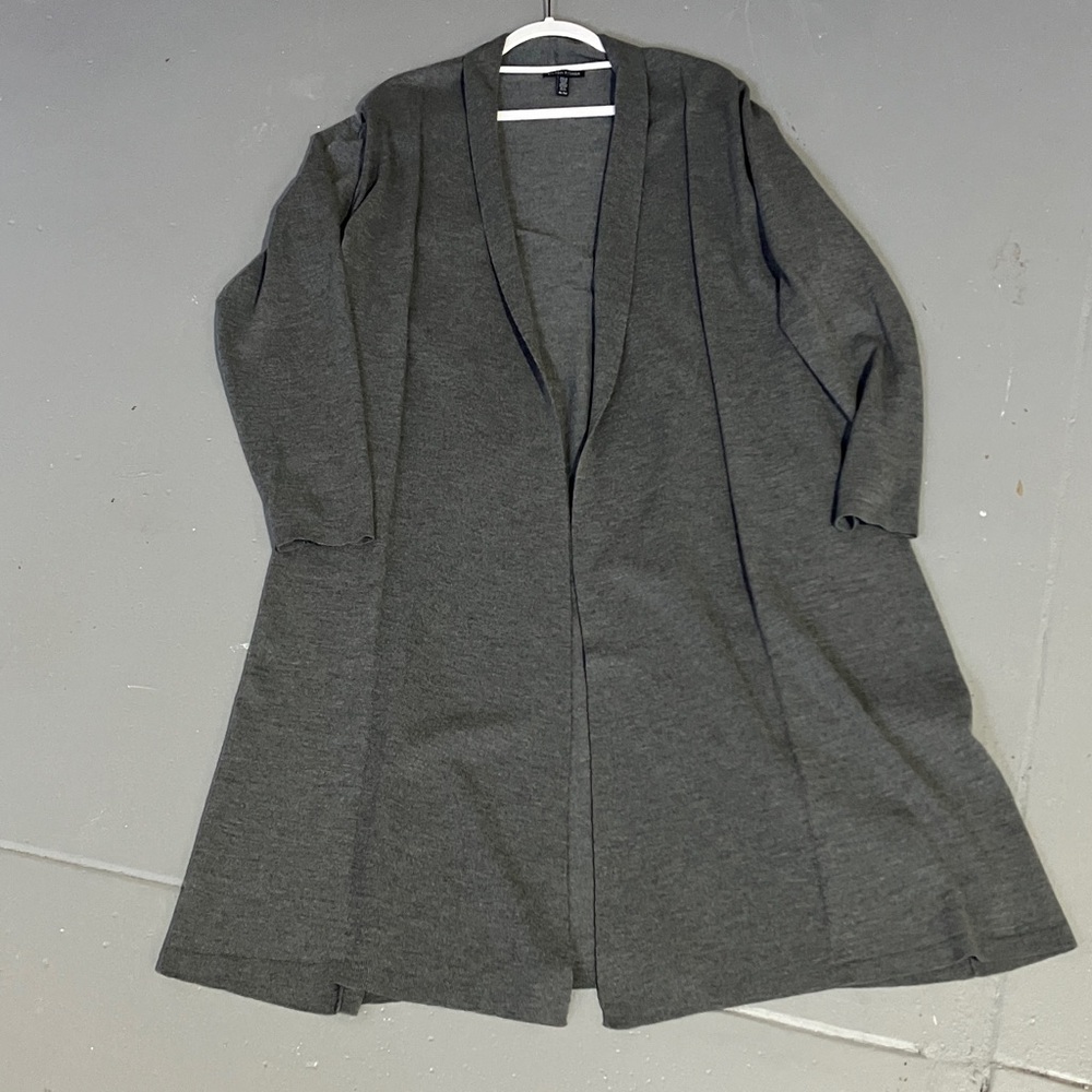 Longline Eileen Fisher Gray Open-Front Duster
